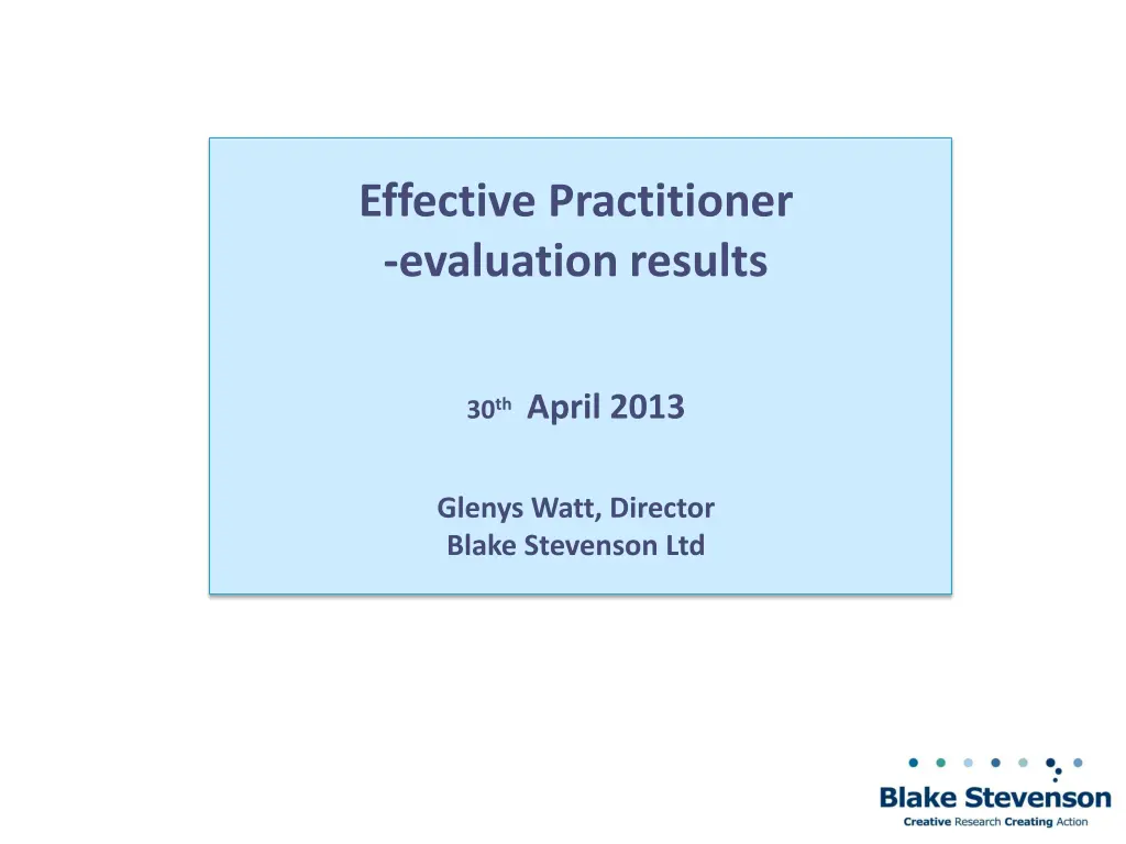effective practitioner evaluation results n.w