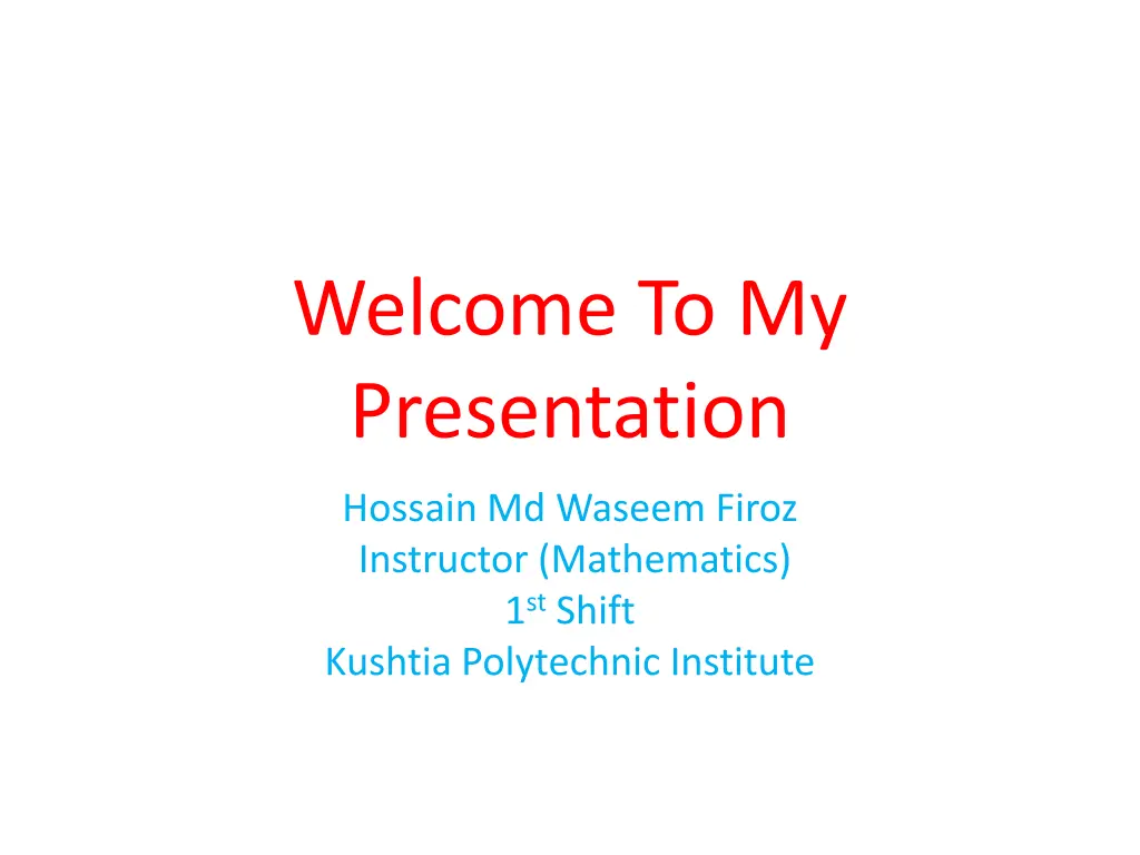 welcome to my presentation n.w