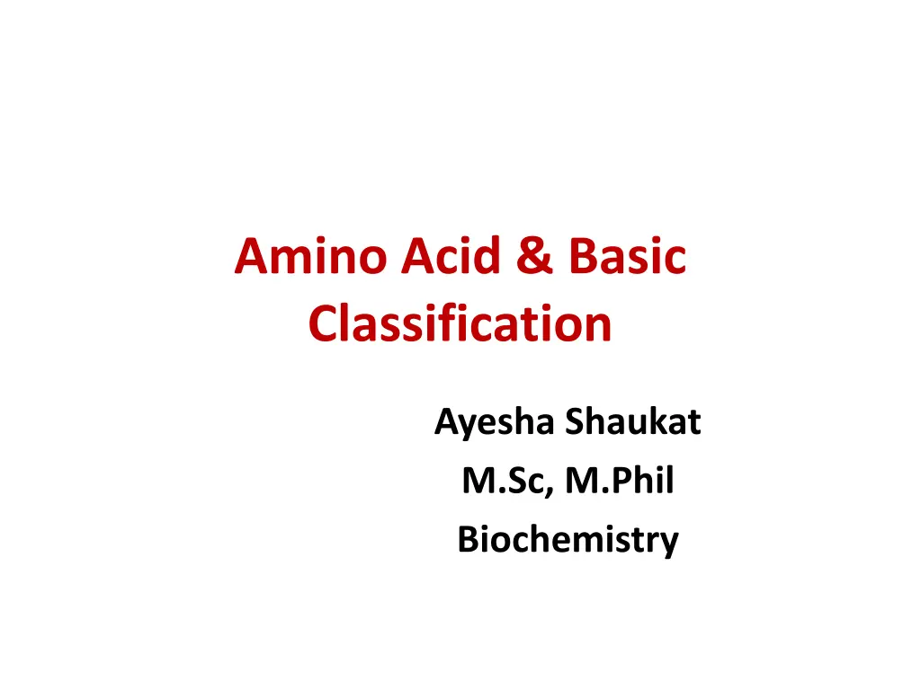 amino acid basic classification n.w