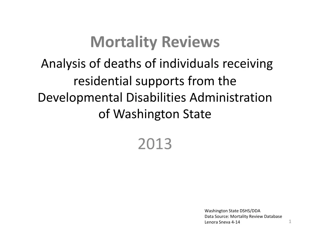 mortality reviews analysis of deaths n.w
