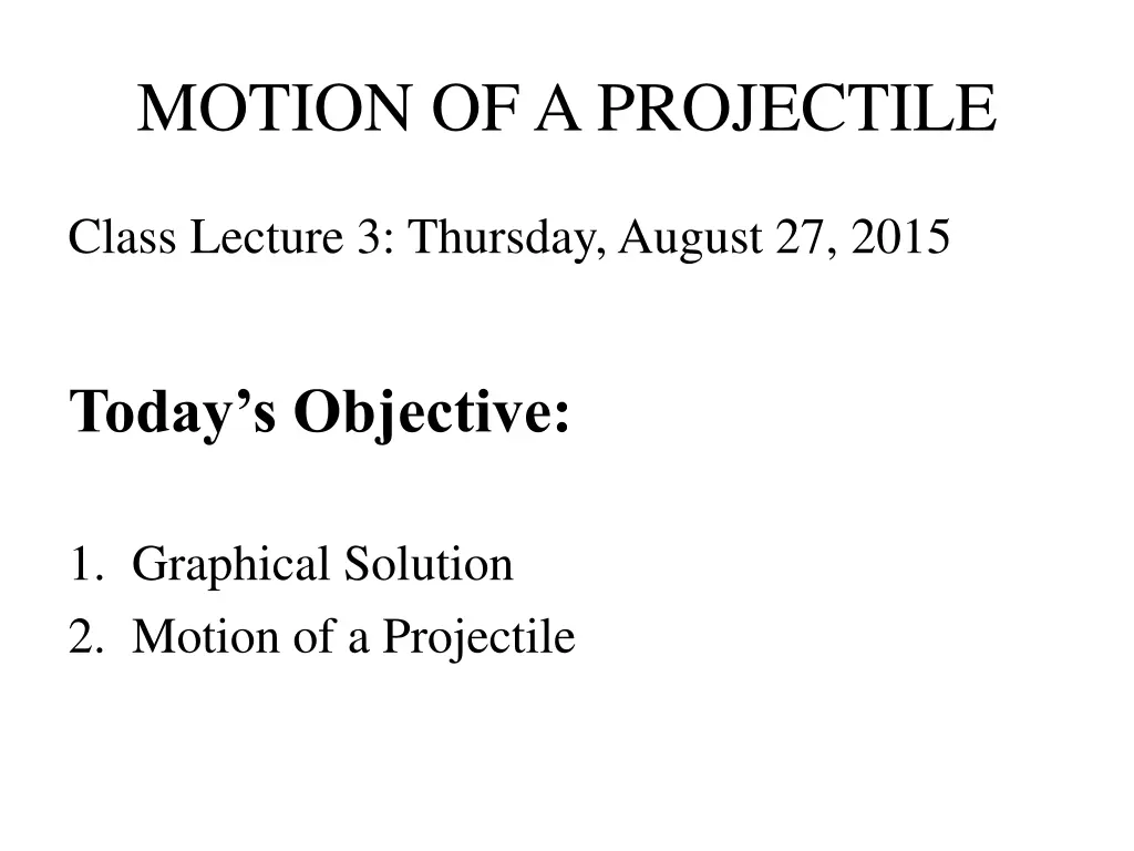 motion of a projectile n.w