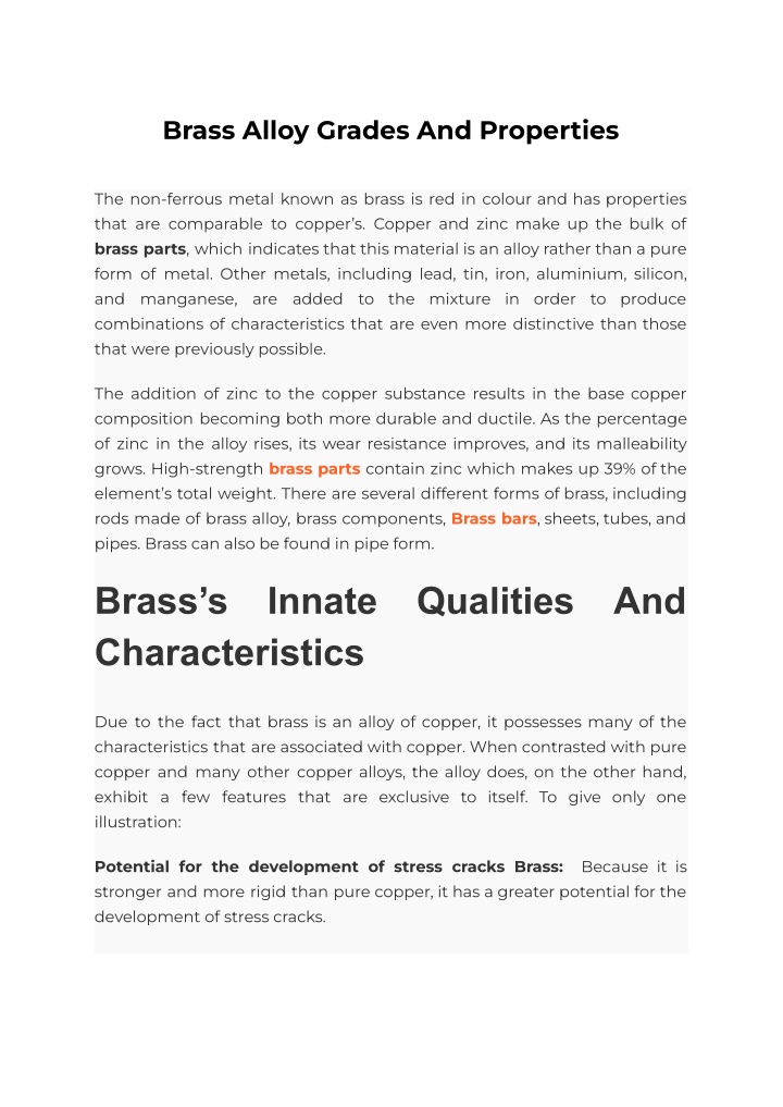 brass alloy grades and properties n.w