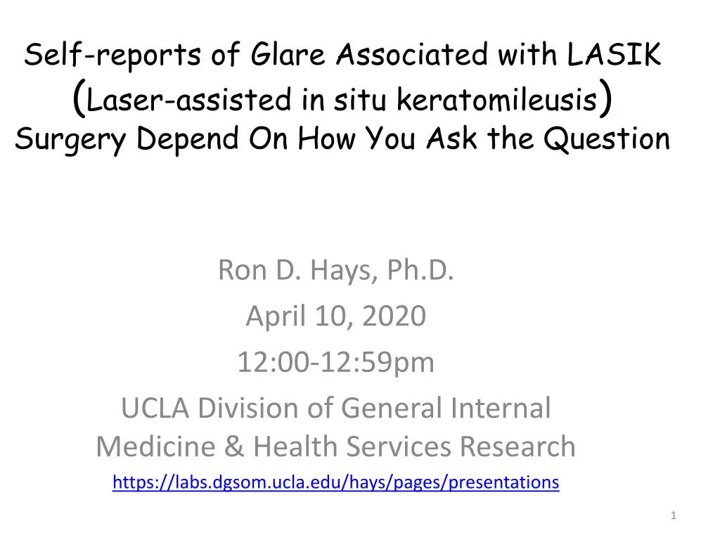 self reports of glare associated with lasik laser n.w