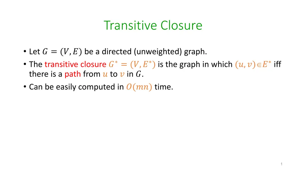 transitive closure n.w
