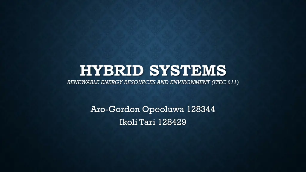 hybrid systems renewable energy resources n.w