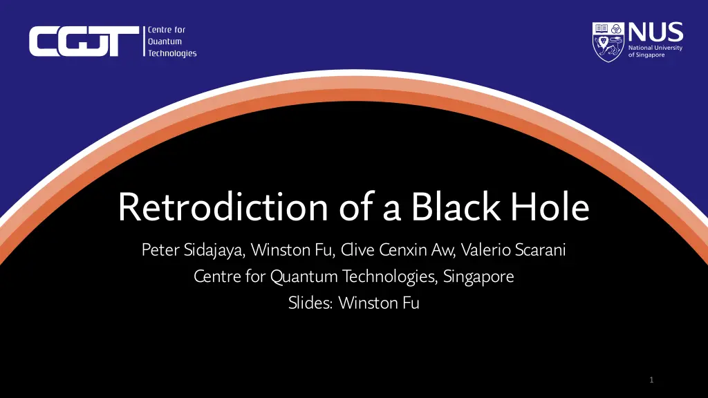 retrodiction of a black hole peter sidajaya n.w