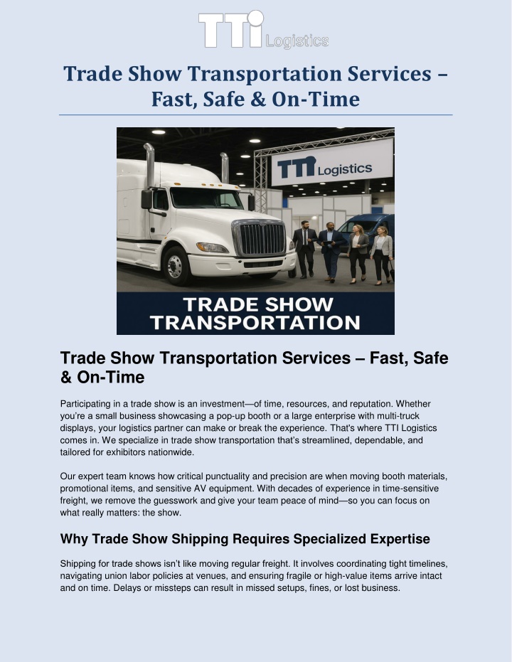 trade show transportation services fast safe n.w