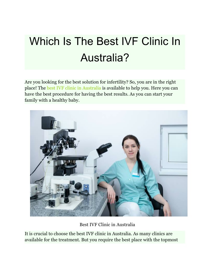 which is the best ivf clinic in australia n.w