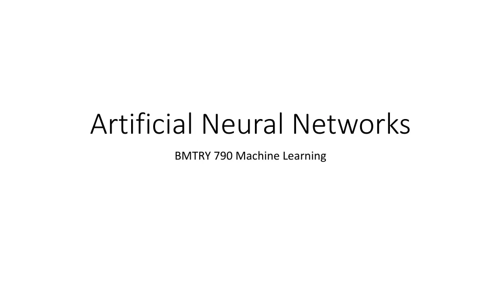 artificial neural networks n.w