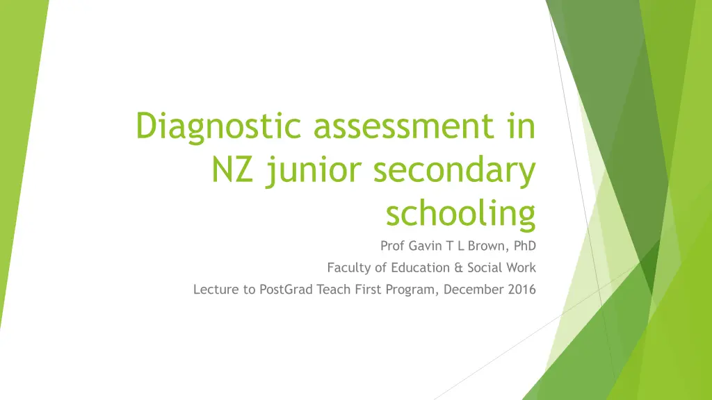 diagnostic assessment in nz junior secondary n.w