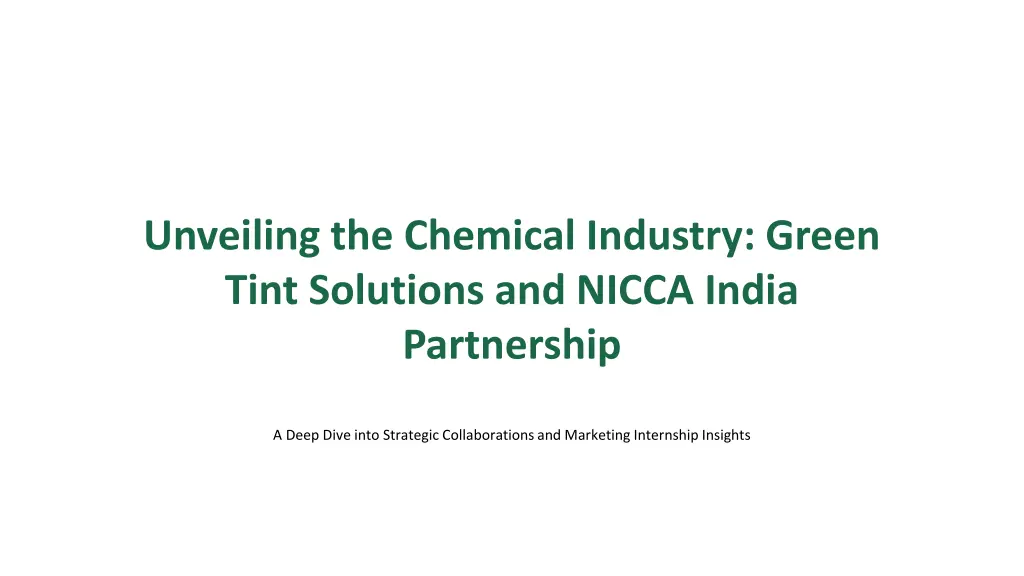 unveiling the chemical industry green tint n.w