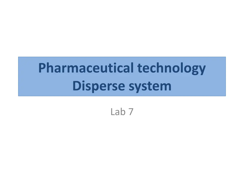 pharmaceutical technology disperse system n.w