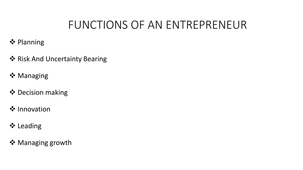 functions of an entrepreneur n.w
