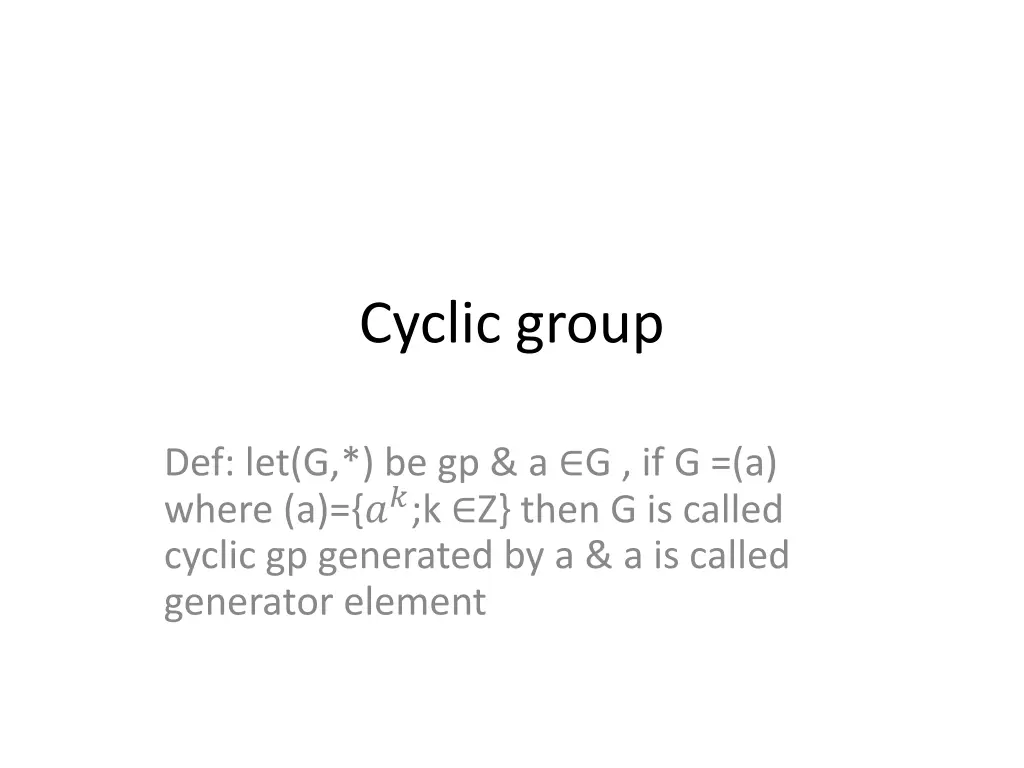 cyclic group n.w