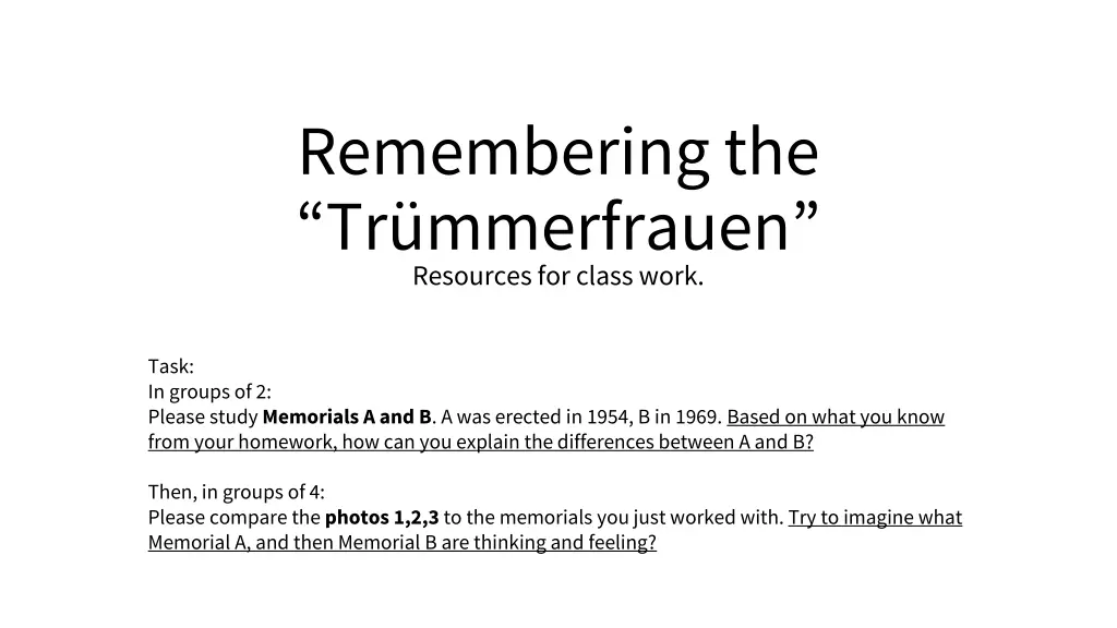 remembering the tr mmerfrauen resources for class n.w
