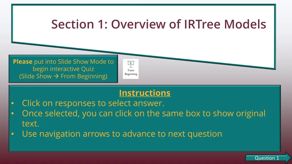 section 1 overview of irtree models n.w