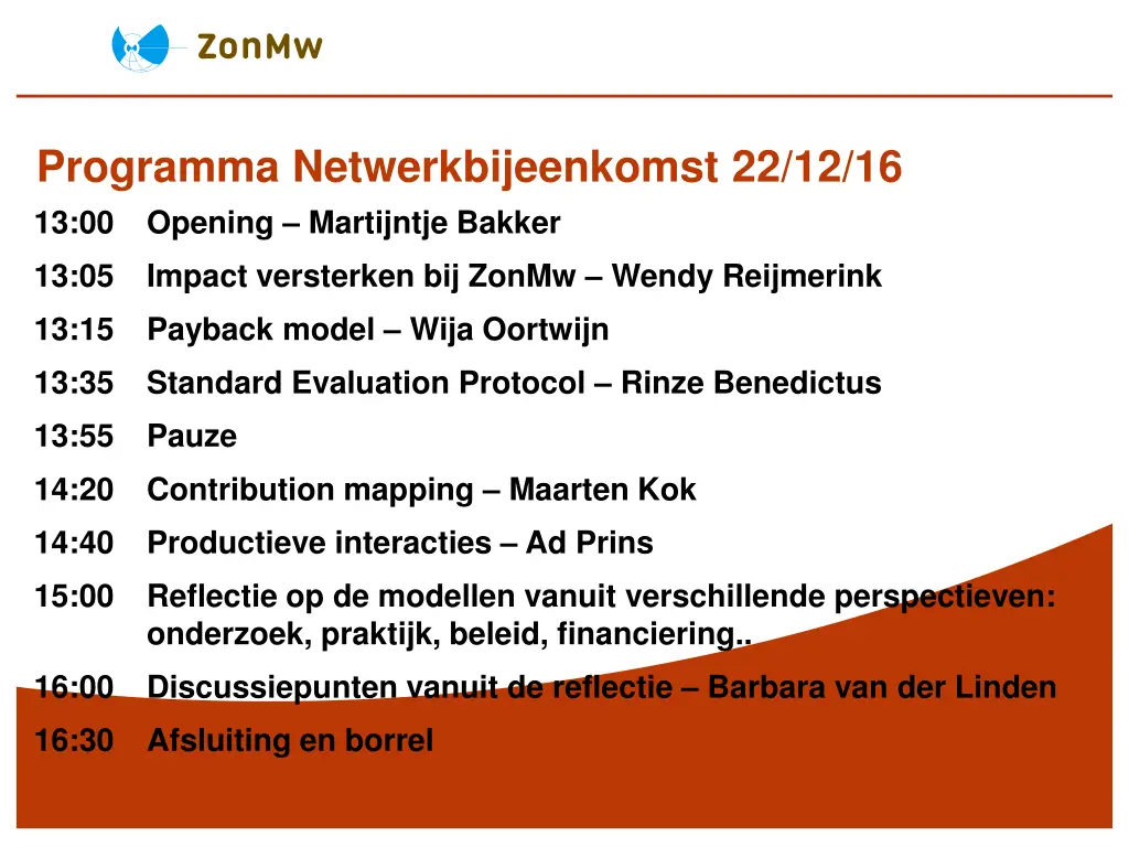 programma netwerkbijeenkomst n.w