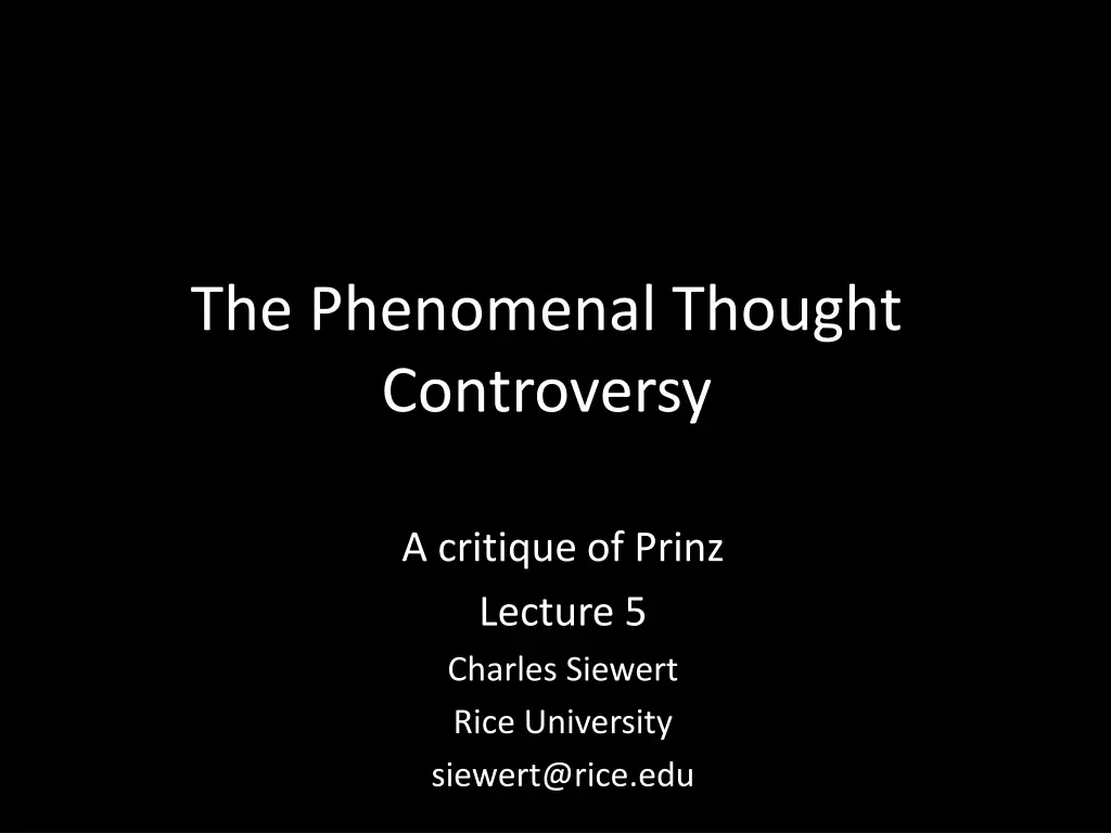 the phenomenal thought controversy n.w