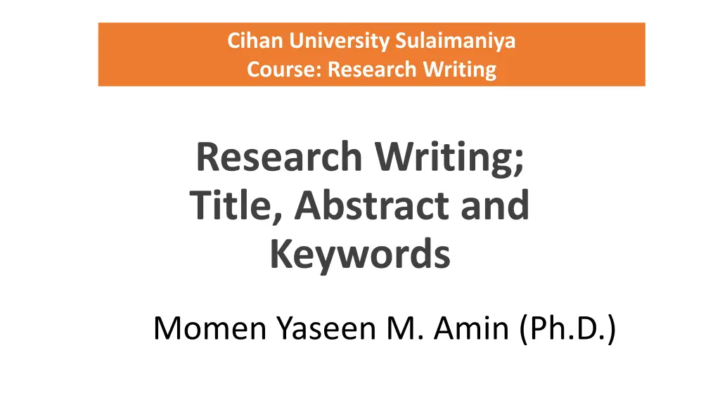 cihan university sulaimaniya course research n.w