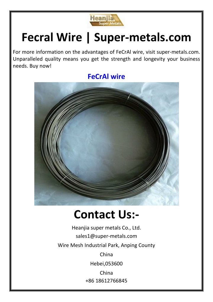fecral wire super metals com n.w