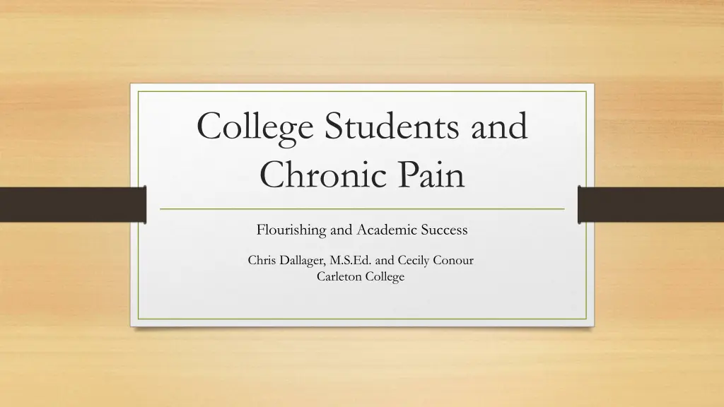 college students and chronic pain n.w