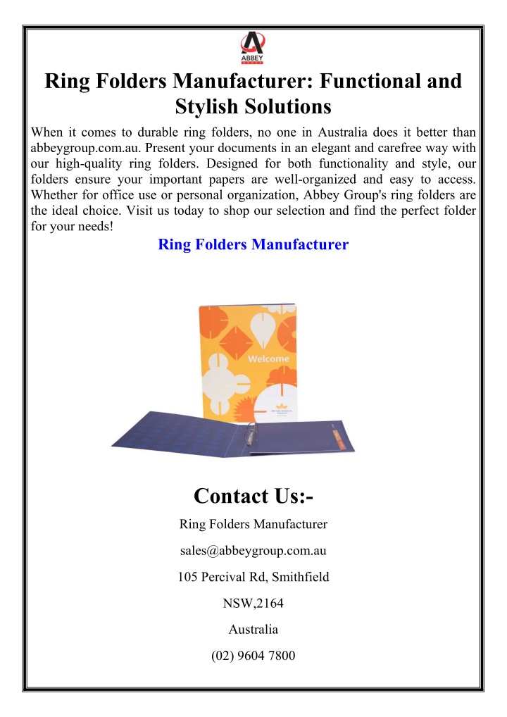 ring folders manufacturer functional and stylish n.w