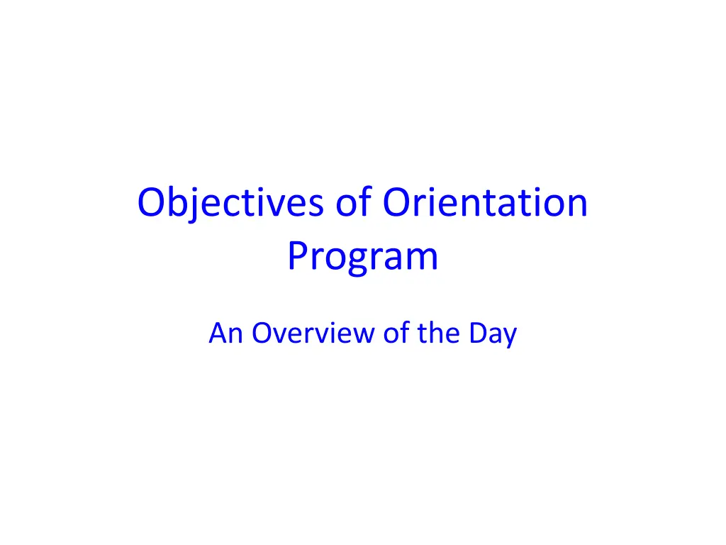 objectives of orientation program n.w