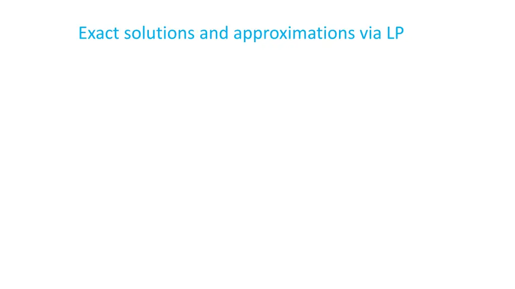 exact solutions and approximations via lp n.w