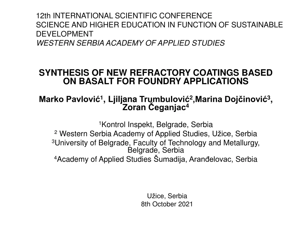 12th international scientific conference science n.w
