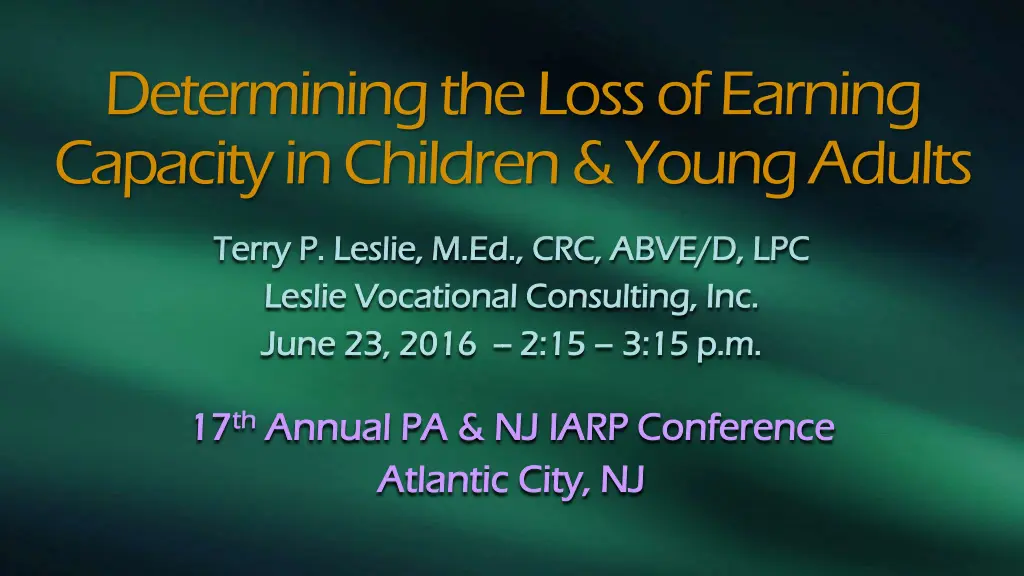 determining the loss of earning capacity n.w