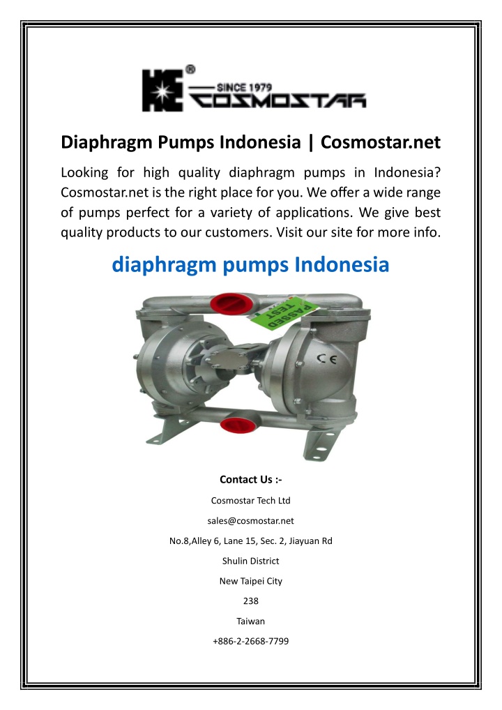 diaphragm pumps indonesia cosmostar net n.w