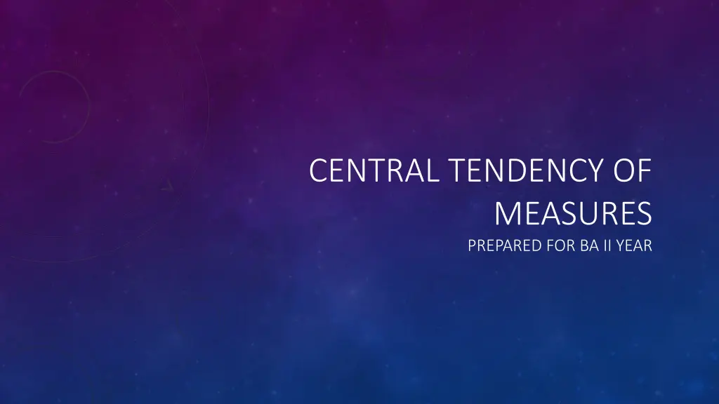 central tendency of n.w