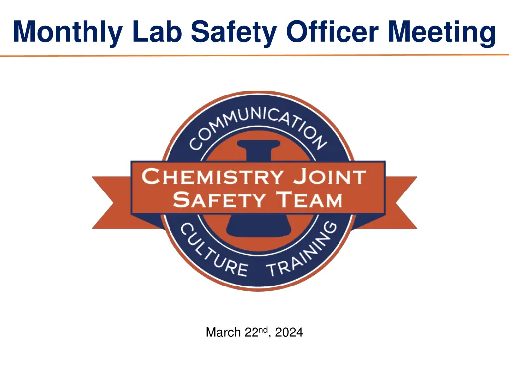 monthly lab safety officer meeting n.w