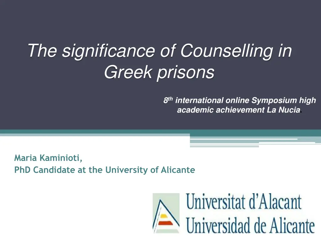 the significance of counselling in greek prisons n.w