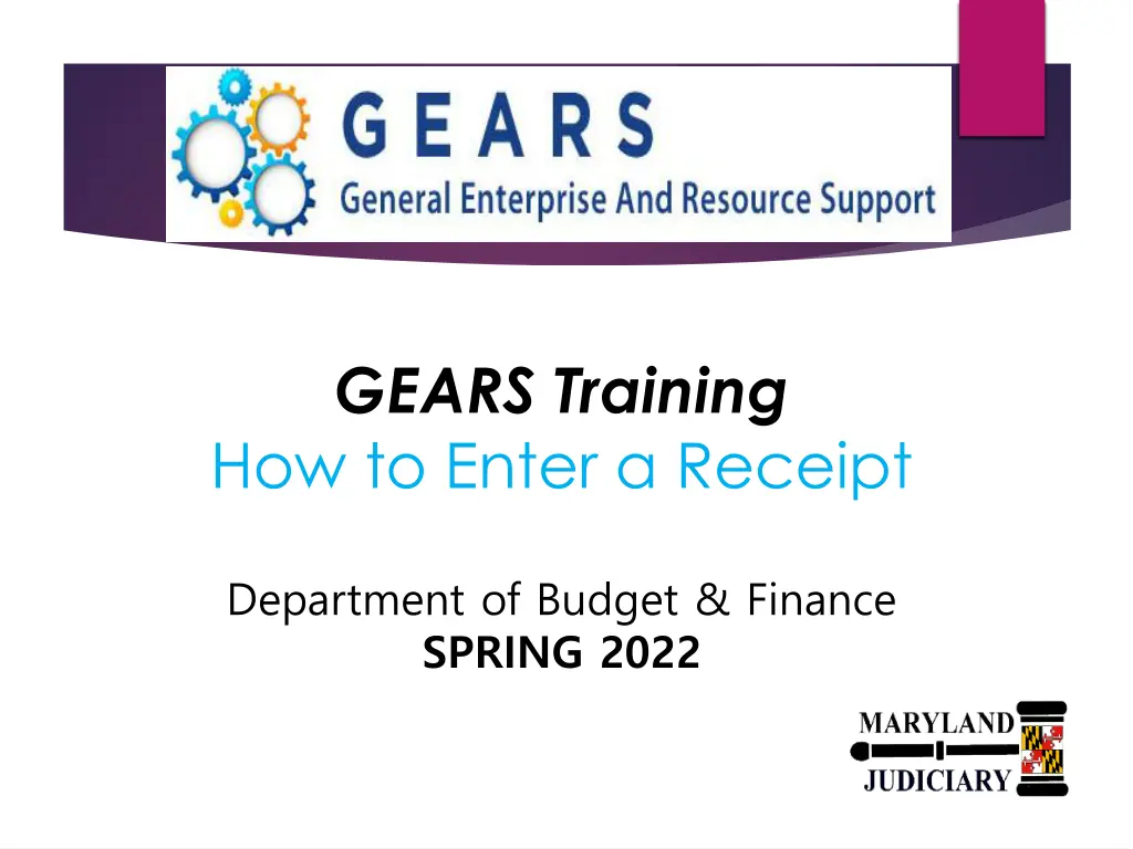 gears training how to enter a receipt n.w