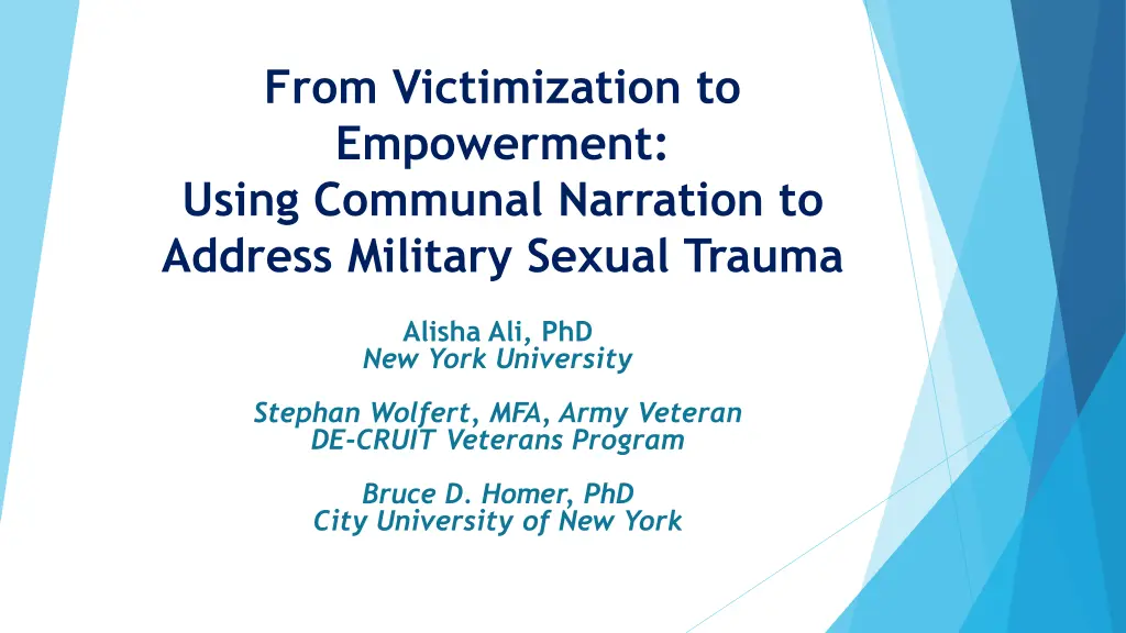 from victimization to empowerment using communal n.w