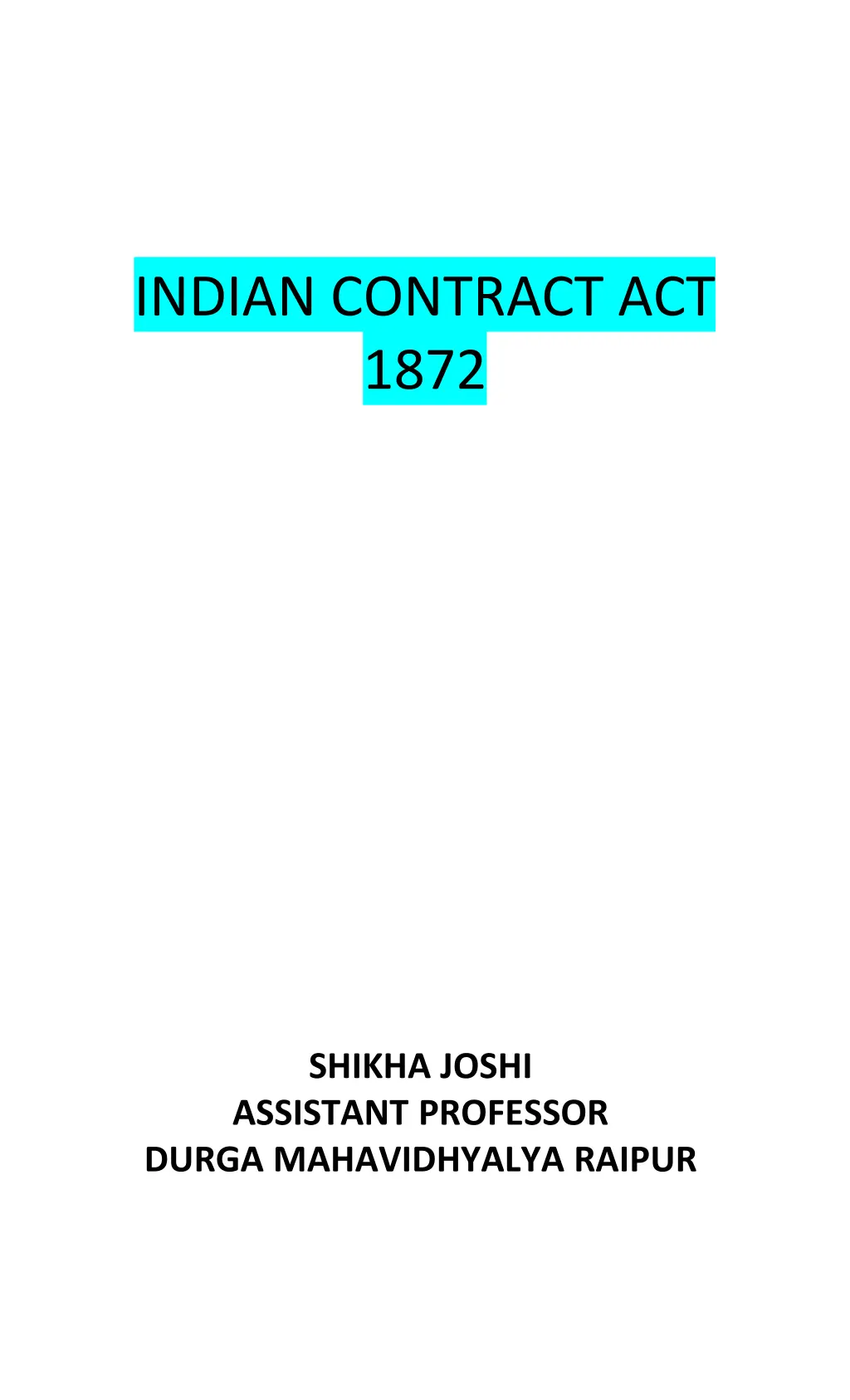 indian contract act 1872 n.w