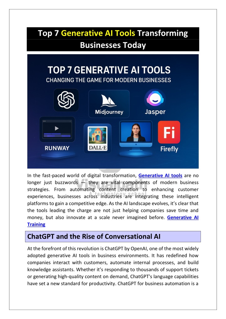 top 7 generative ai tools transforming businesses n.w