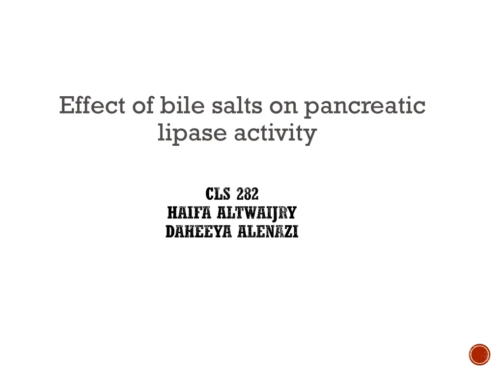 effect of bile salts on pancreatic lipase activity n.w