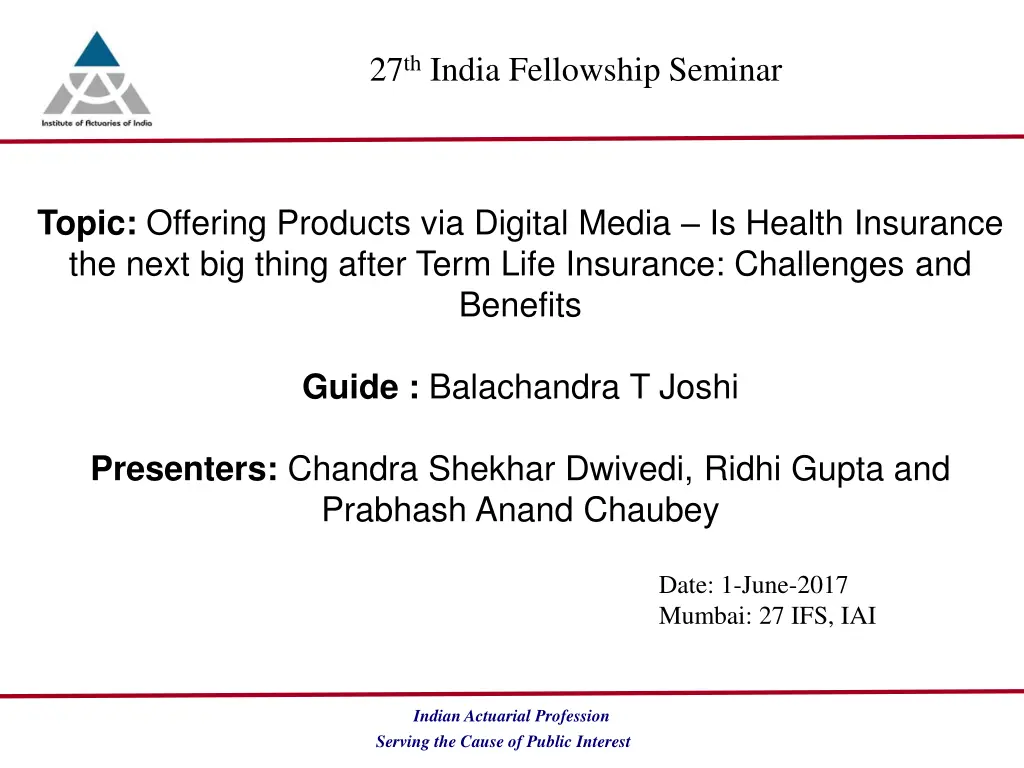 27 th india fellowship seminar n.w