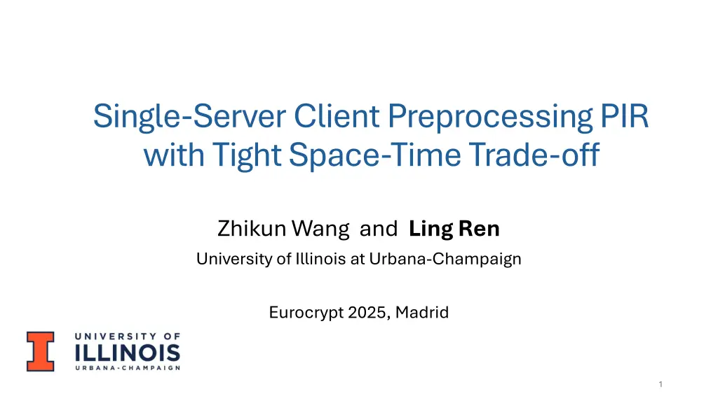single server client preprocessing pir with tight n.w