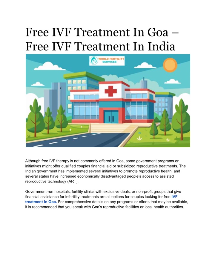 free ivf treatment in goa free ivf treatment n.w