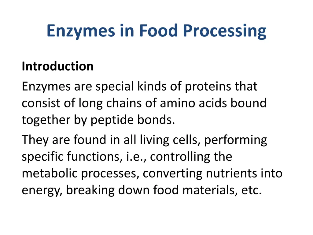 enzymes in food processing n.w