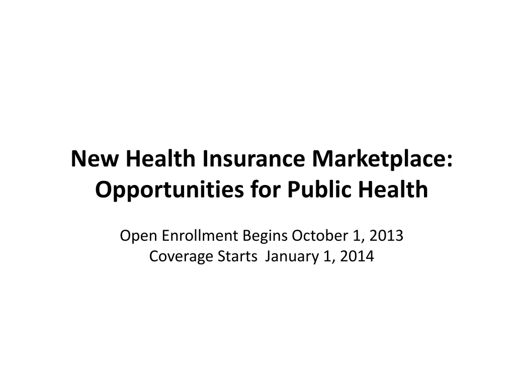 new health insurance marketplace opportunities n.w