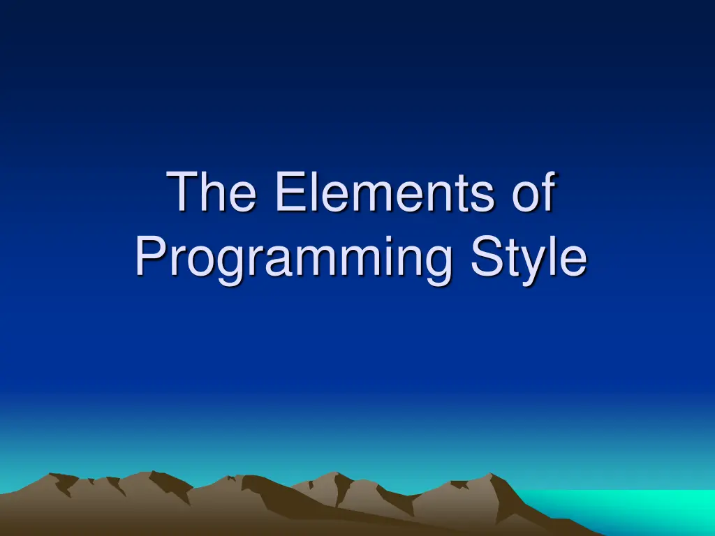 the elements of programming style n.w