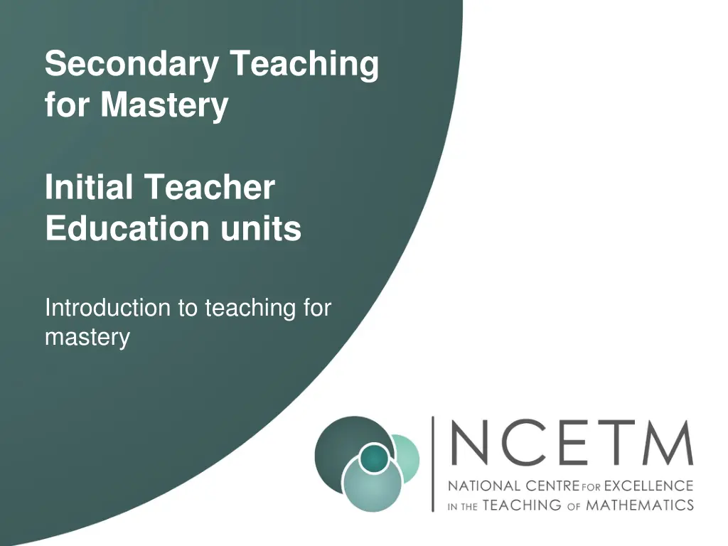 secondary teaching for mastery n.w