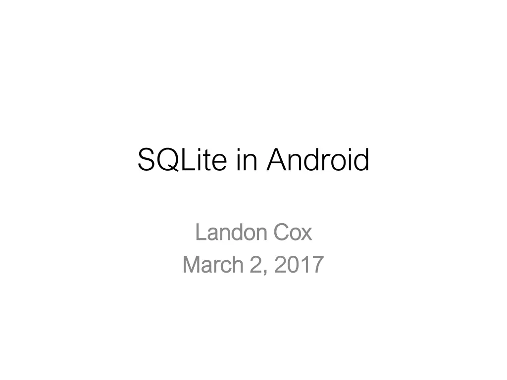 sqlite in android n.w