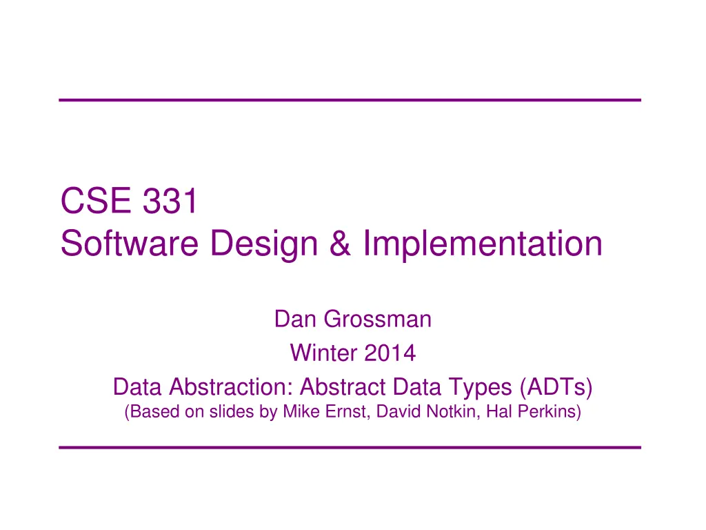 cse 331 software design implementation n.w