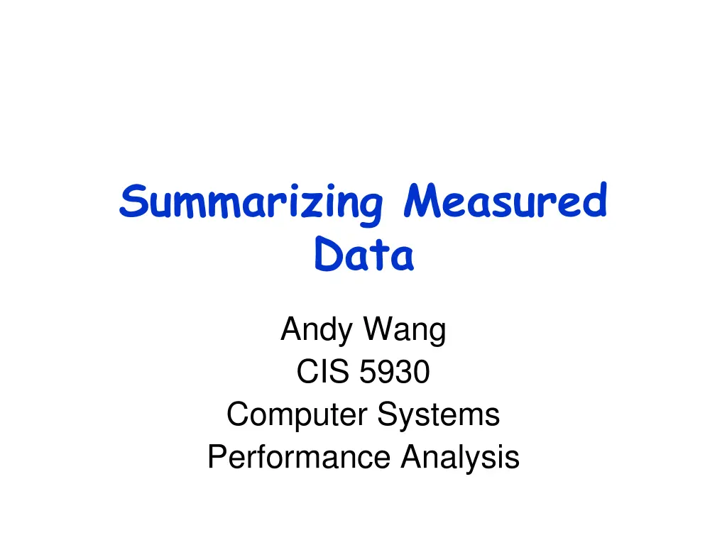 summarizing measured data n.w