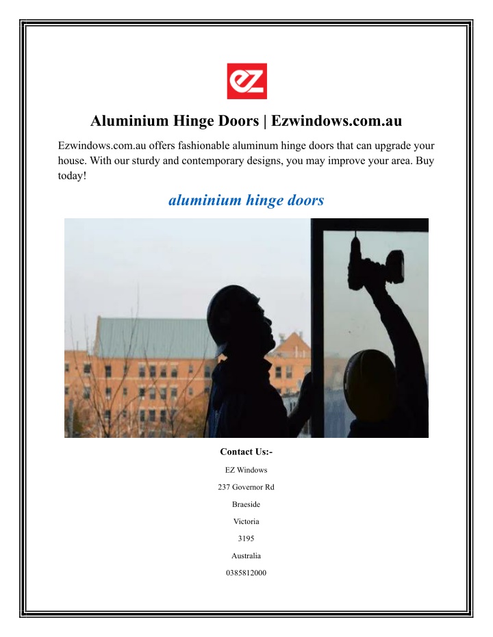 aluminium hinge doors ezwindows com au n.w